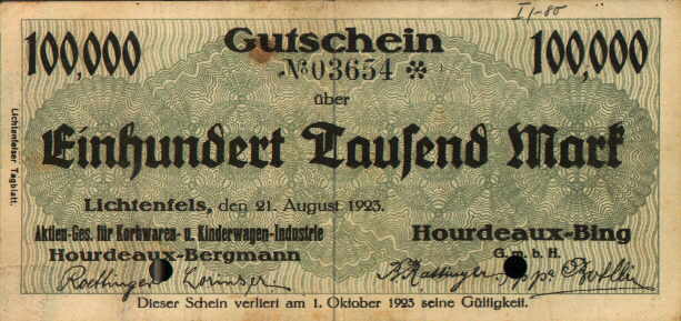 VS: 100.000,- Mark auf RS von Prospekten