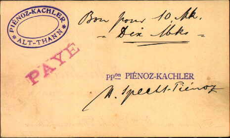 10,- Mark auf RS einer Visitenkarte